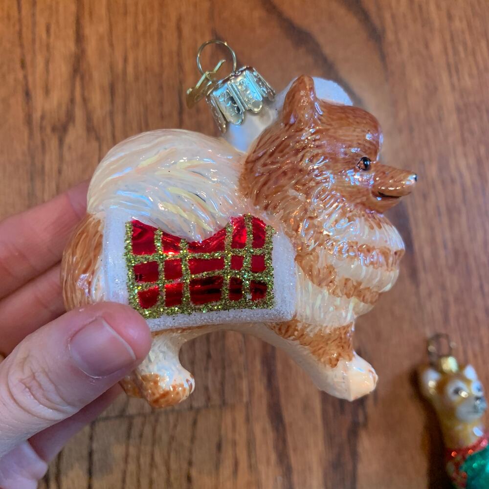Kurt Adler Noble Gems Pomeranian Glass Christmas Ornament | 3.5" L x 3" H - Picture 2 of 5